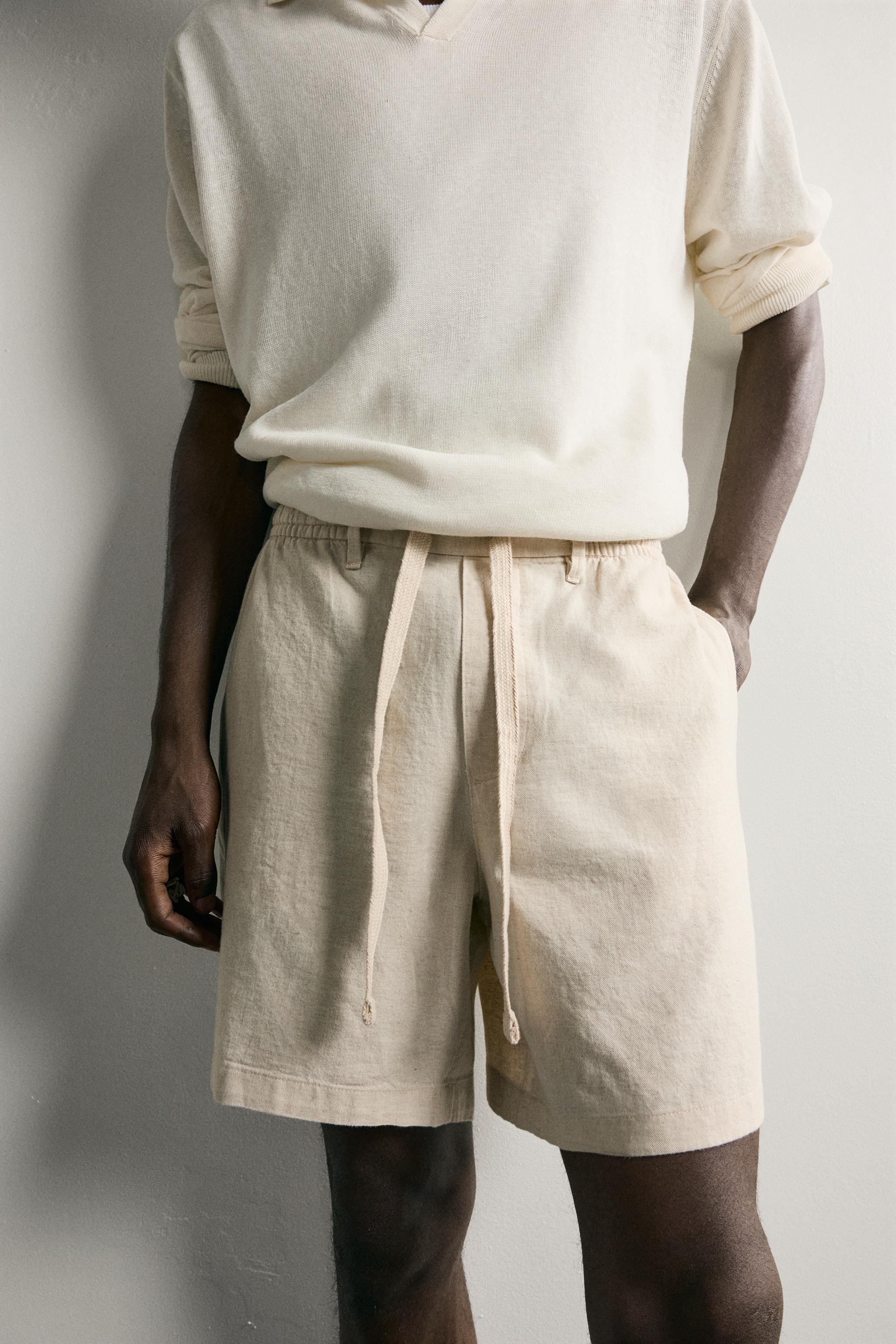 SHORT RELAXED FIT EN COTON ET LIN